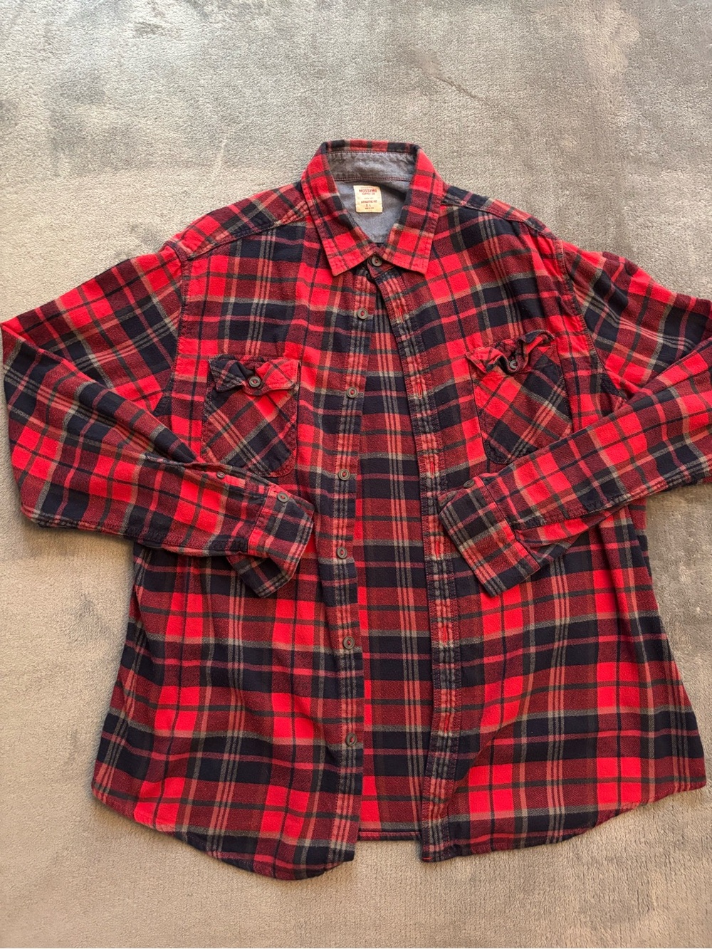 Mossimo Supply Co. Red and Black Plaid Button-Down Shirt
